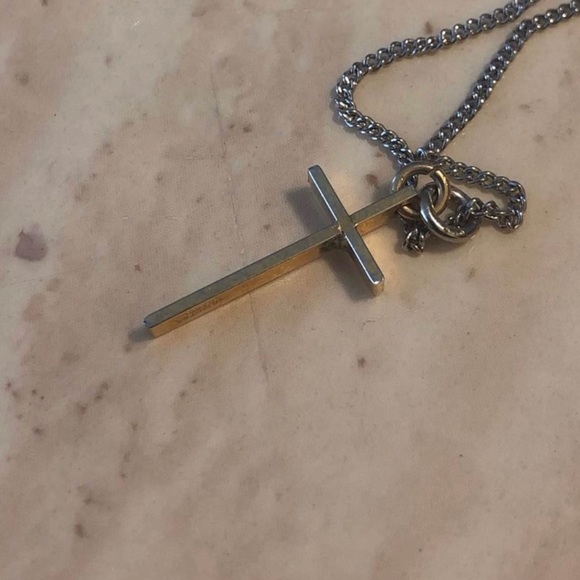 Two of Tone Silver/Gold Cross Necklace - Picture 2 of 9